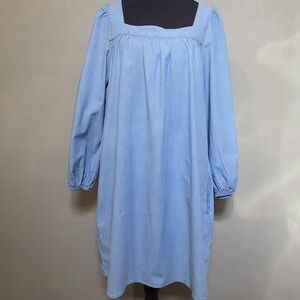 J. Crew Chambray Light Blue Square Neck Dress